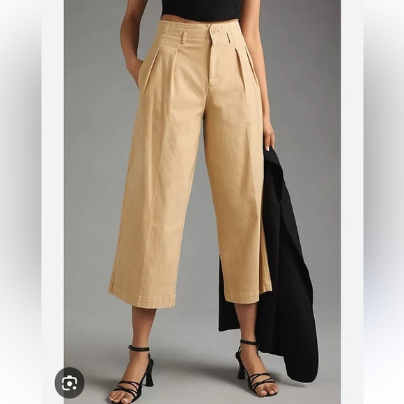 Maeve Anthropologie Remi Wide Leg Cropped Chino Pants Size 10 - Picture 2 of 15